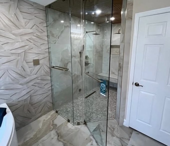 Frameless glass walk-in shower