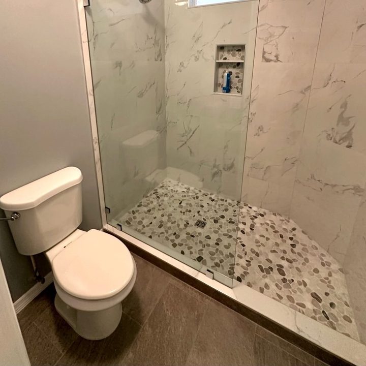 Custom marble tile shower remodel